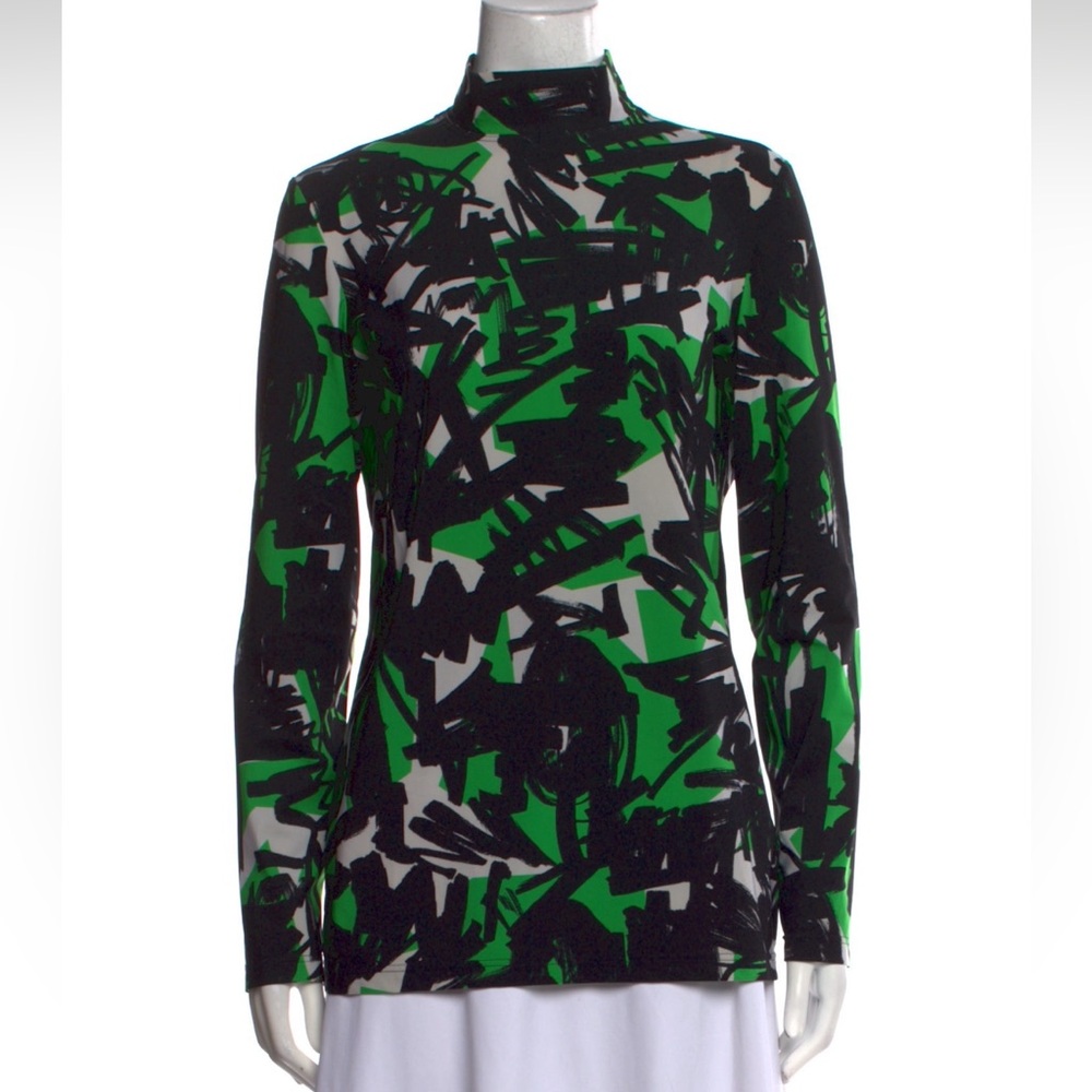 BURBERRY | Nylon Green & Black Print Top